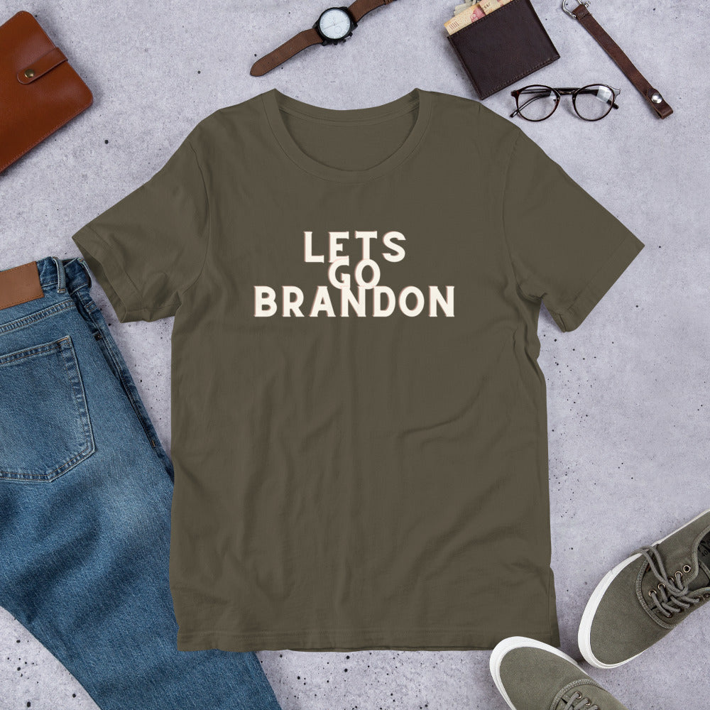 Lets Go Brandon White Text T-Shirt