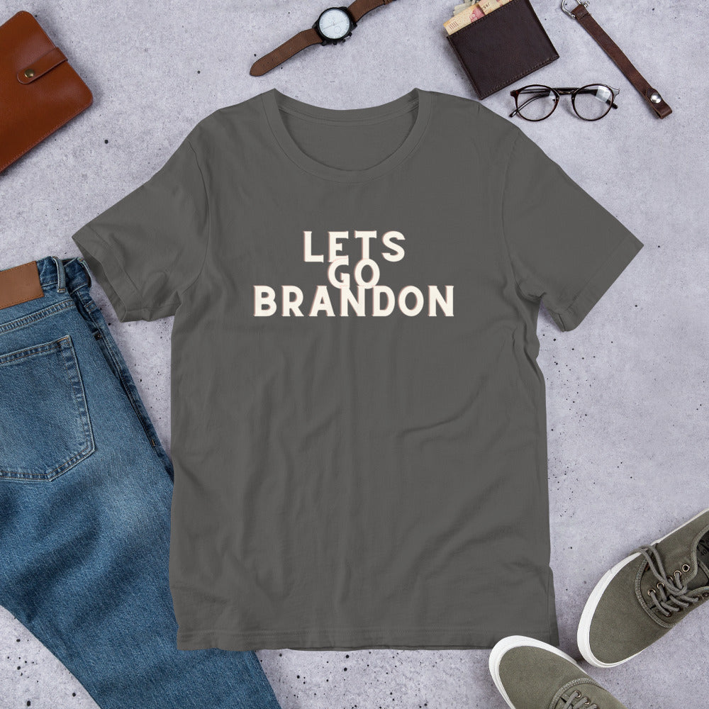 Lets Go Brandon White Text T-Shirt