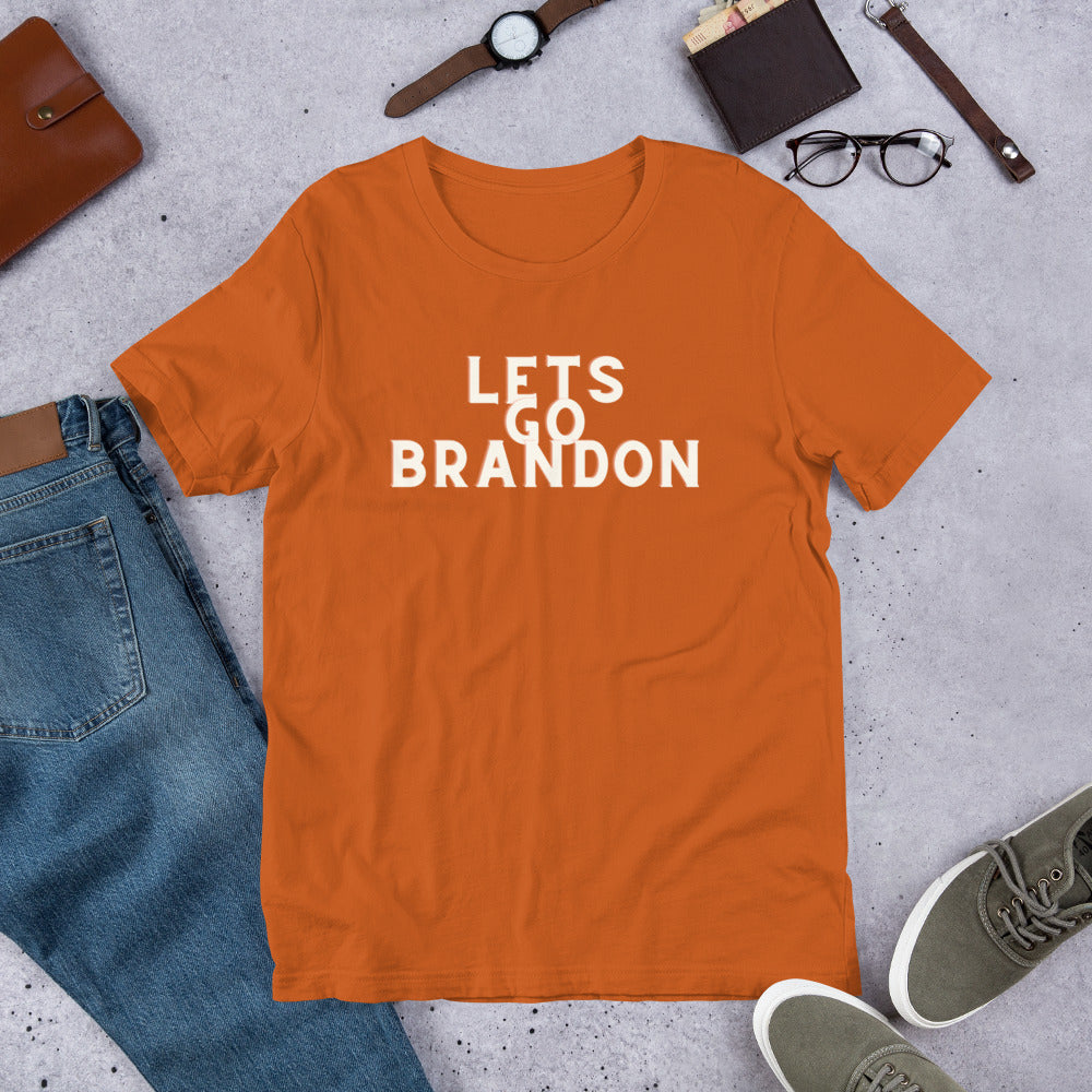 Lets Go Brandon White Text T-Shirt
