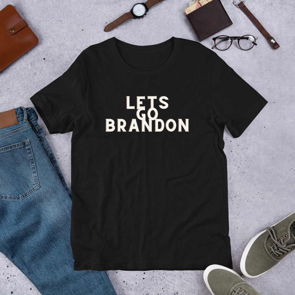 Lets Go Brandon White Text T-Shirt