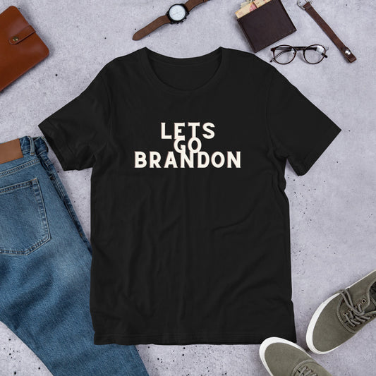 Lets Go Brandon White Text T-Shirt