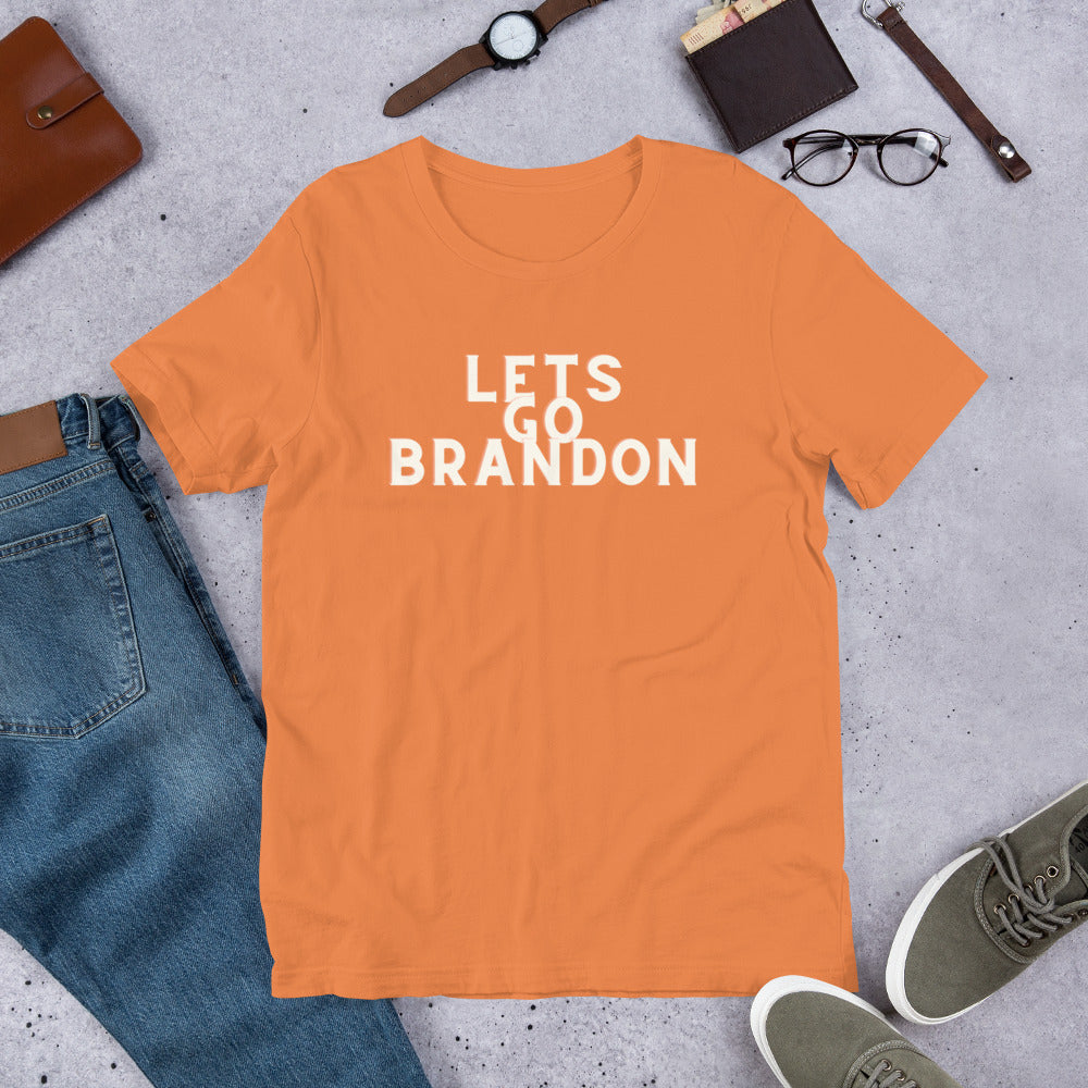 Lets Go Brandon White Text T-Shirt