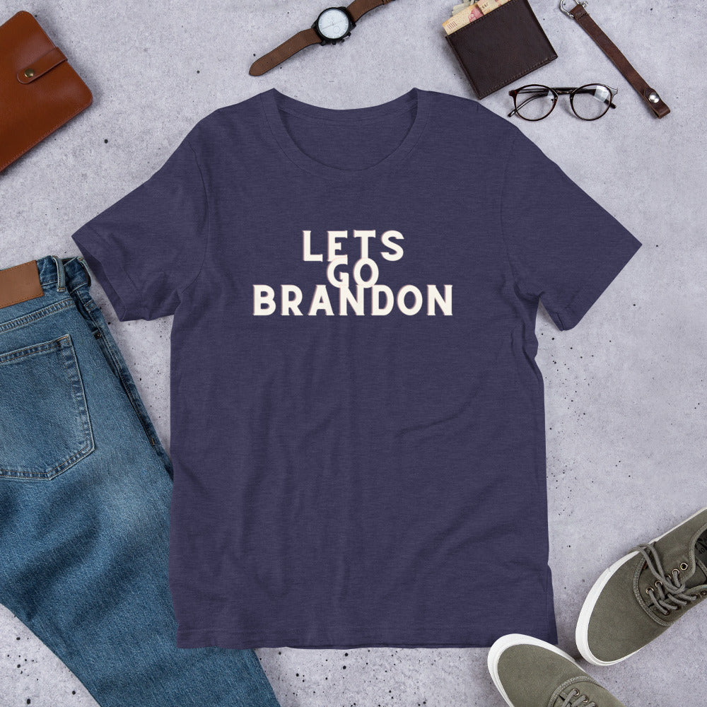 Lets Go Brandon White Text T-Shirt