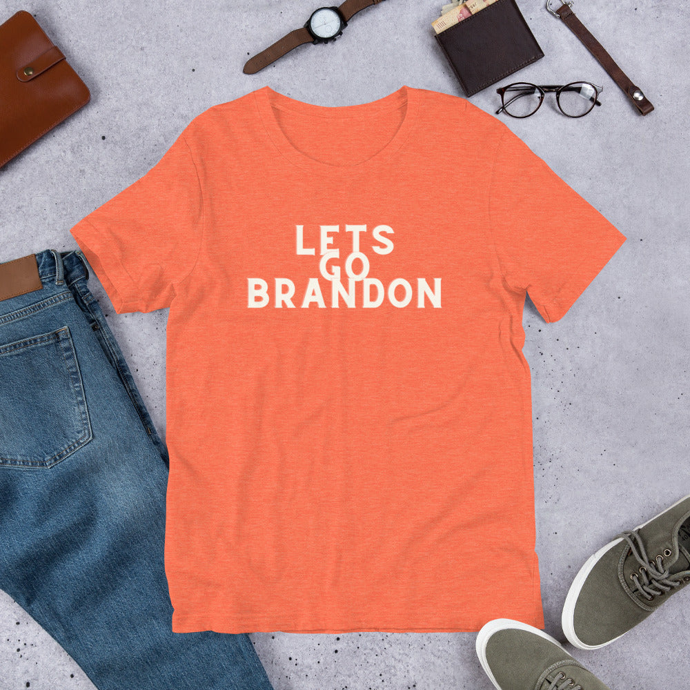 Lets Go Brandon White Text T-Shirt
