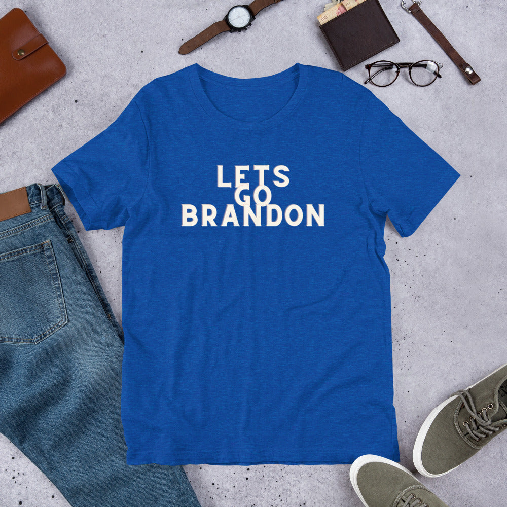 Lets Go Brandon White Text T-Shirt