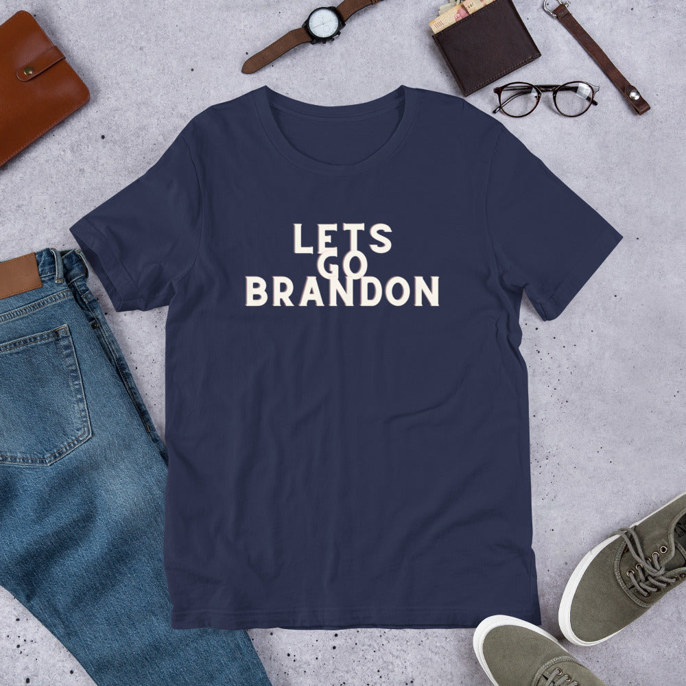 Lets Go Brandon White Text T-Shirt