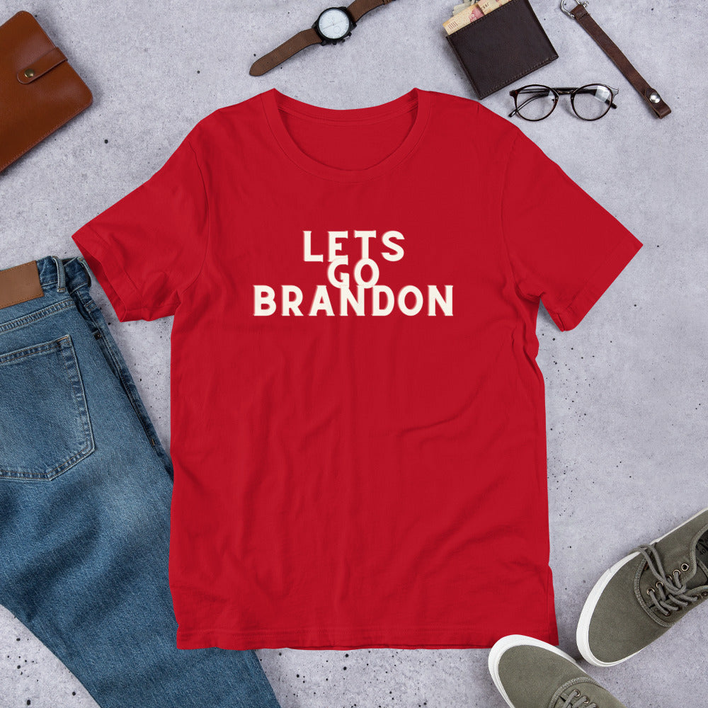 Lets Go Brandon White Text T-Shirt